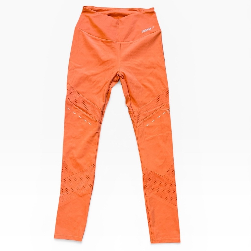 Gymshark‎ Dry Orange High Waist Perforated Reflective Leggings Small 24" Running